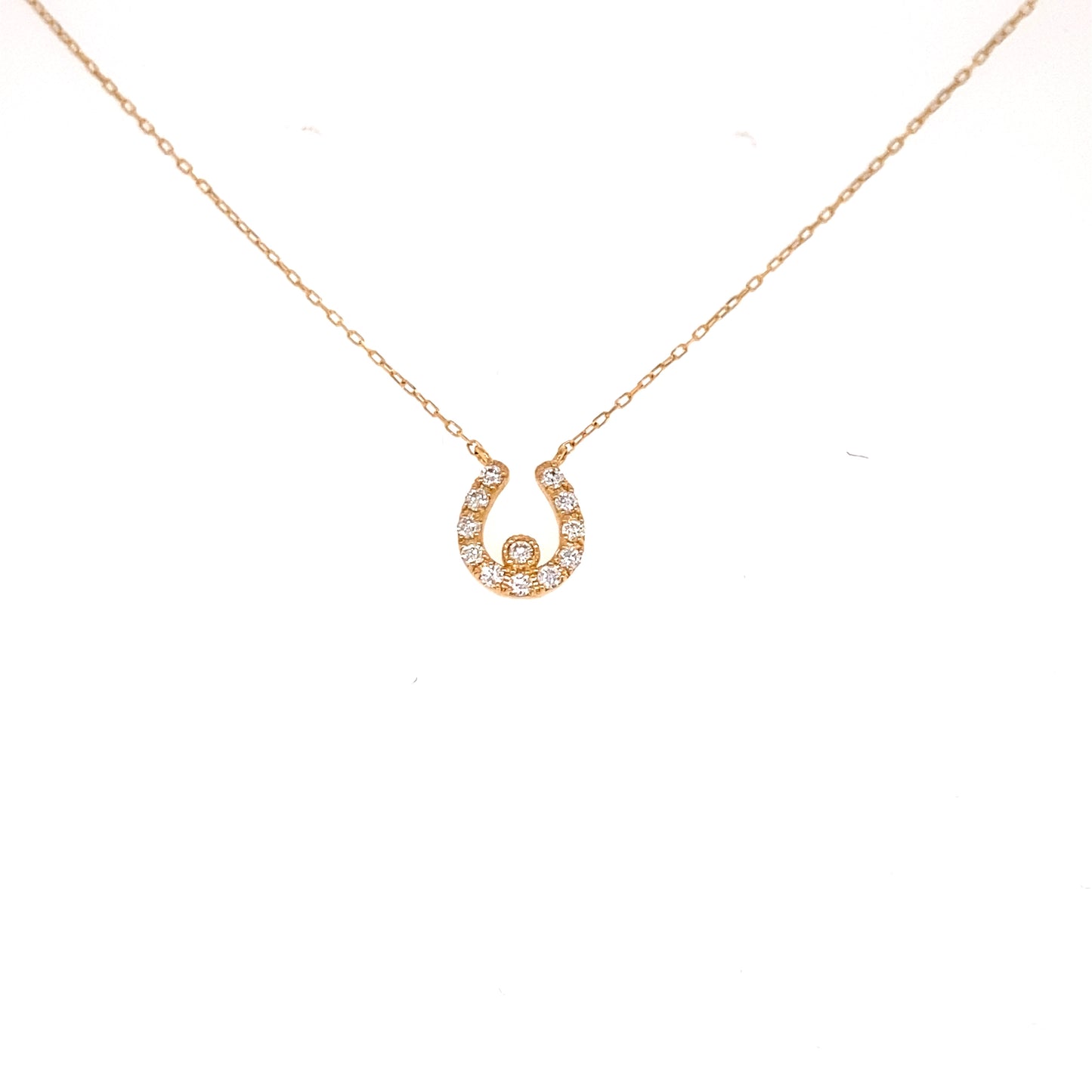 Horseshoe with center Dia Necklace 0.1ct
