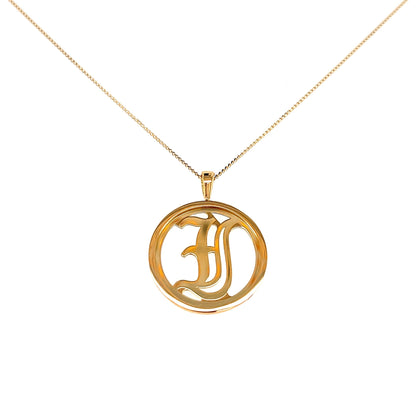 Gold Round Initial I Necklace