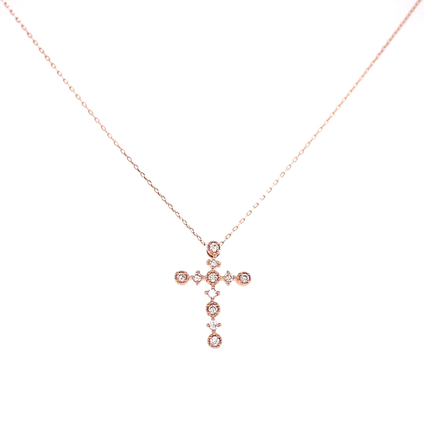 Rhombus/Round Cross Necklace 0.1ct