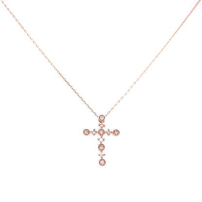 Rhombus/Round Cross Necklace 0.1ct