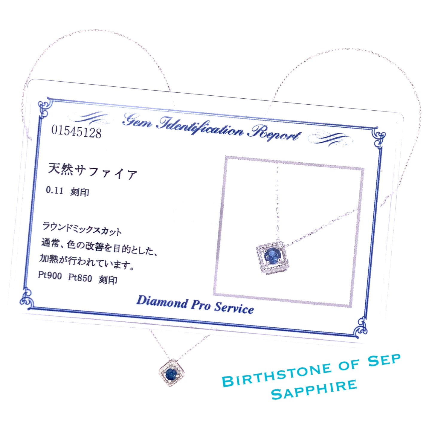 Rhombus Birthstone Necklace (Sep - Sapphire)