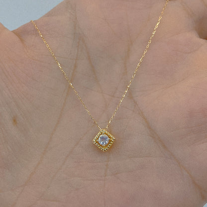 Rhombus Birthstone Necklace (Jun - Moonstone)