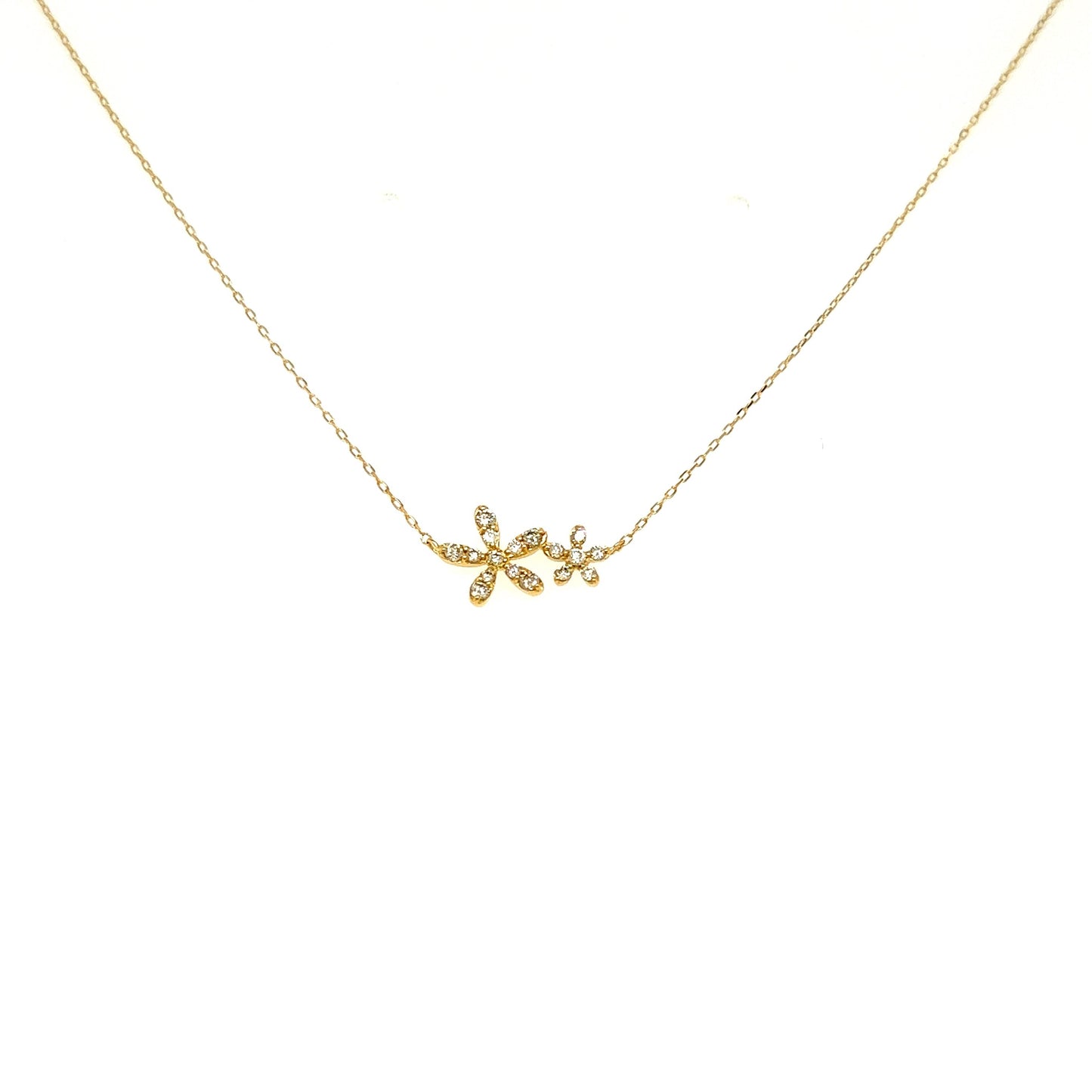 Twins Flower Necklace 0.1ct