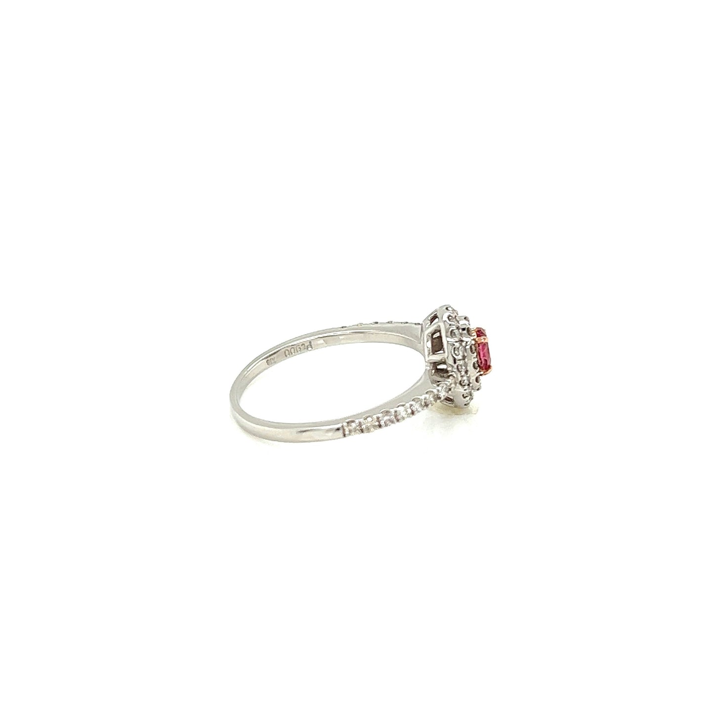 Oval Shape Pink Tourmaline Pave ring 0.14/0.34ct