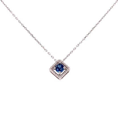 Rhombus Birthstone Necklace (Sep - Sapphire)