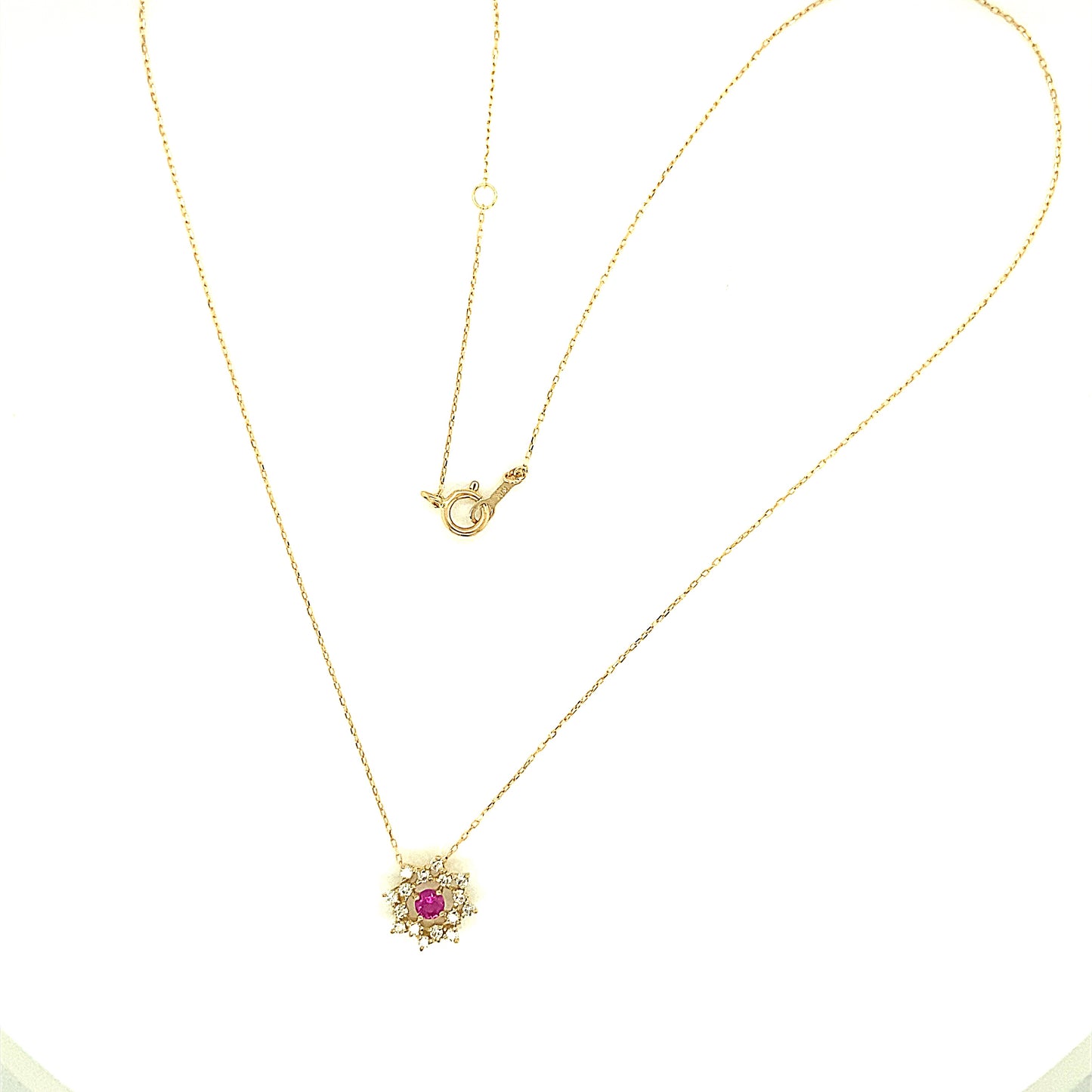 Flower Birthstone Necklace 0.16ct (Jul - Ruby)