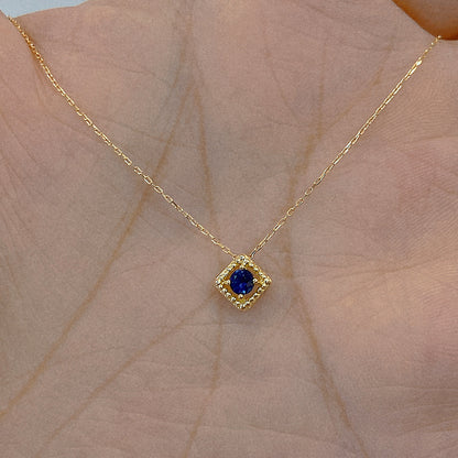 Rhombus Birthstone Necklace (Sep - Sapphire)