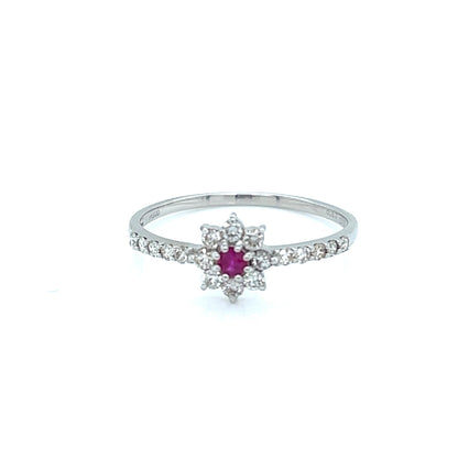 Flower Ruby Pave ring 0.06/0.27ct