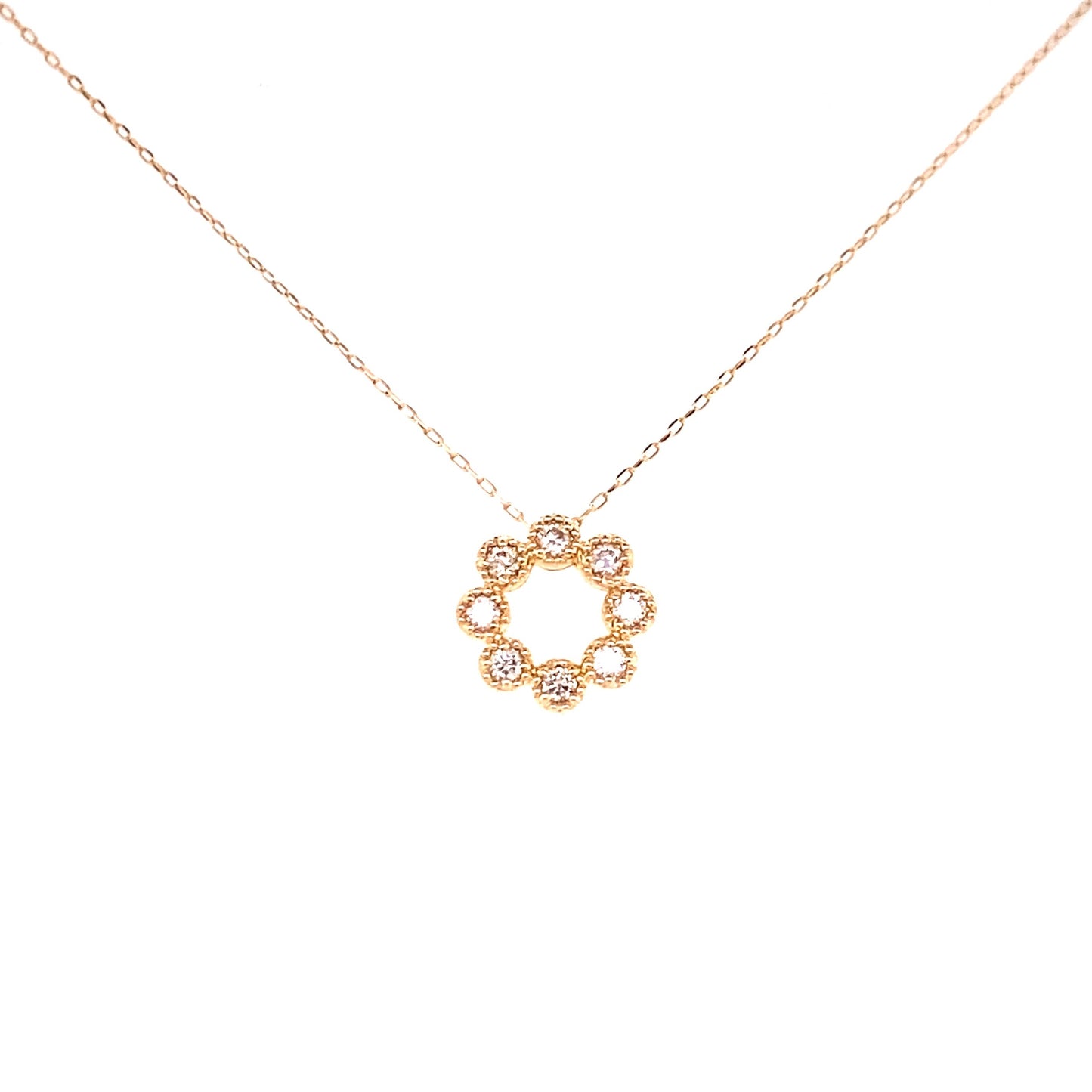8 Diamond Hollow Flower Necklace 0.1ct