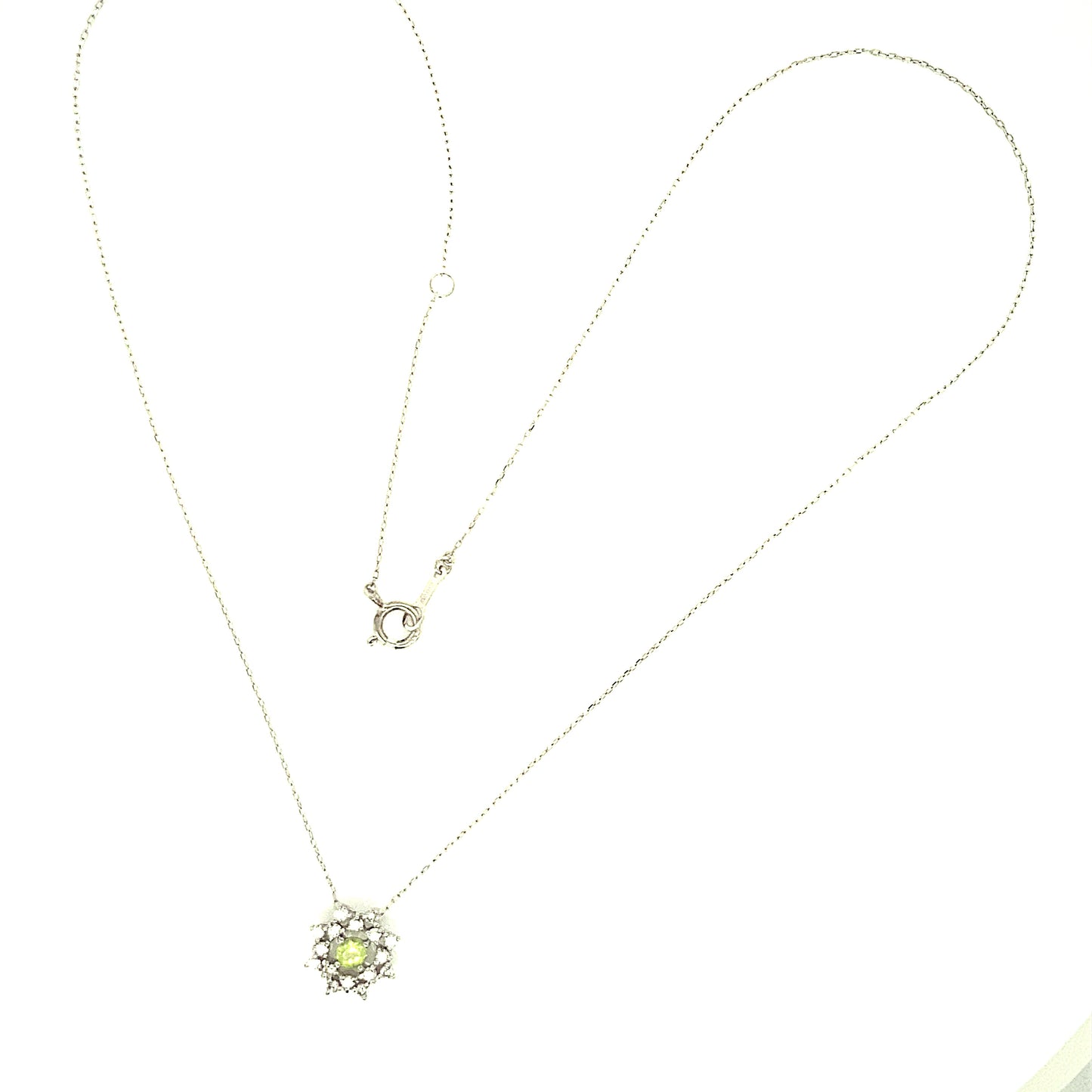 Flower Birthstone Necklace 0.16ct (Aug - Peridot)