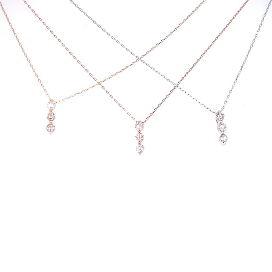 3 Diamond Dangle Necklace 0.1ct