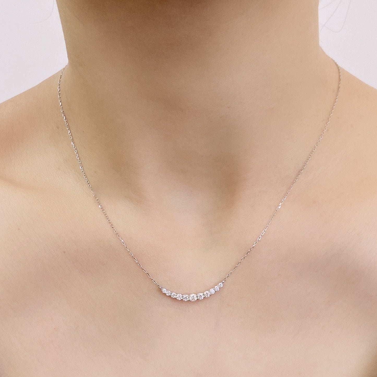 HC Heart shape 11Dia Smile Necklace 0.5ct