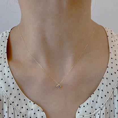 Rhombus Birthstone Necklace (Dec - Tanzanite)