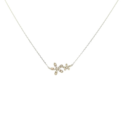 Twins Flower Necklace 0.1ct