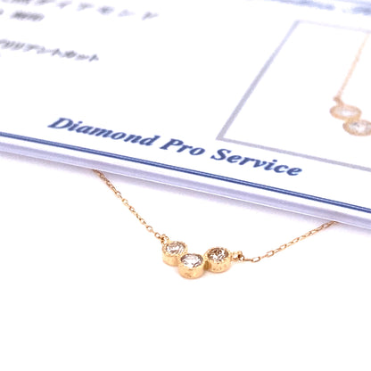 3 Bezel Diamond Necklace 0.1ct
