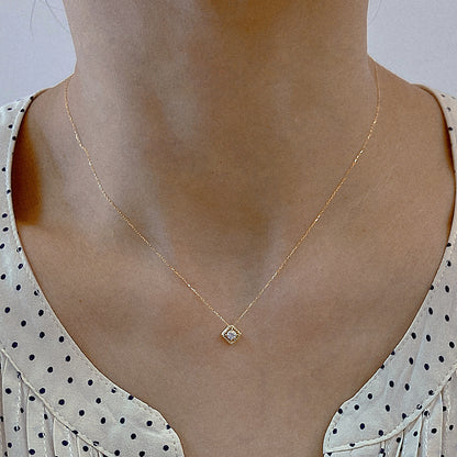 Rhombus Birthstone Necklace (Jun - Moonstone)