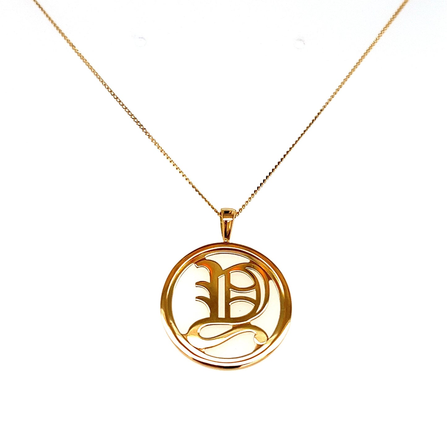 Gold Round Initial Y Necklace