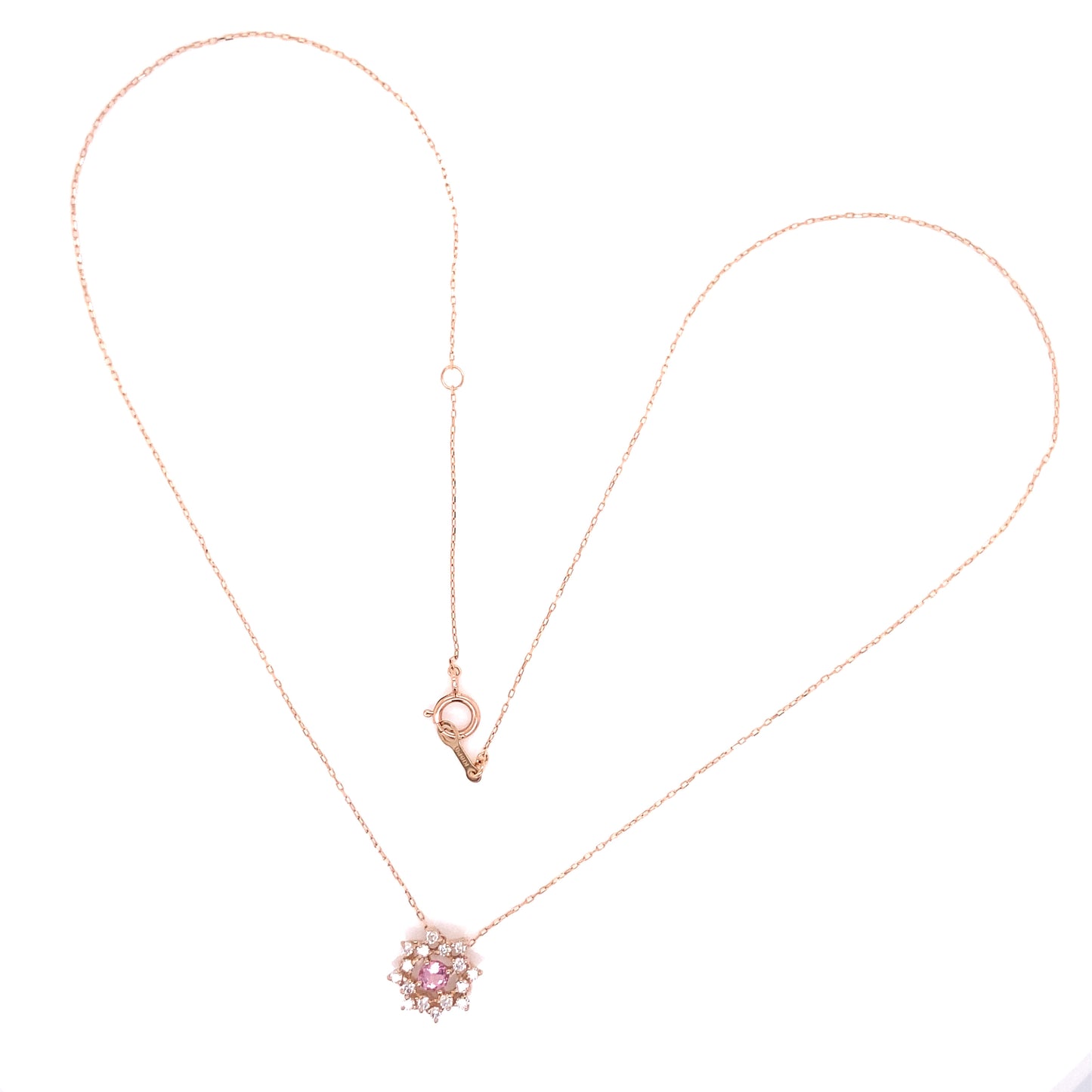 Flower Birthstone Necklace 0.16ct (Oct - Pink Tourmaline)