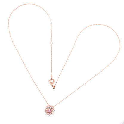 Flower Birthstone Necklace 0.16ct (Oct - Pink Tourmaline)
