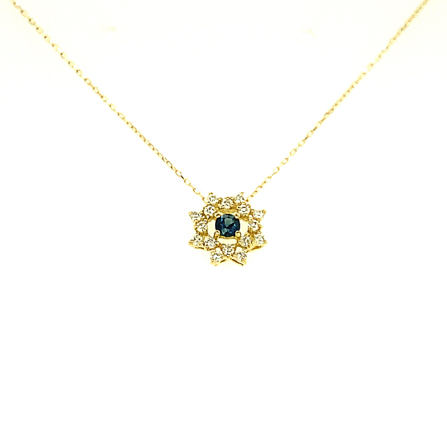 Flower Birthstone Necklace 0.16ct (Sep - Sapphire)