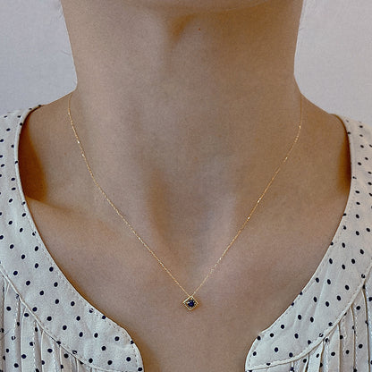 Rhombus Birthstone Necklace (Sep - Sapphire)