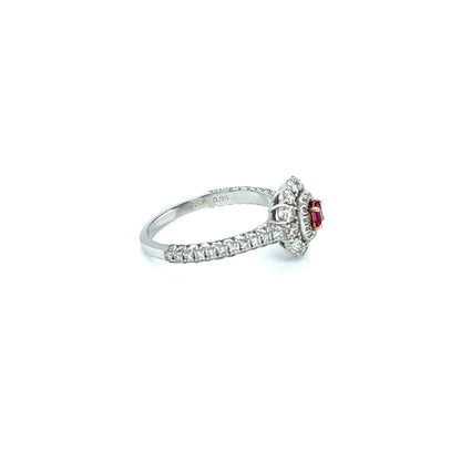 Flower Shape Ruby Pave ring 0.12/0.95ct