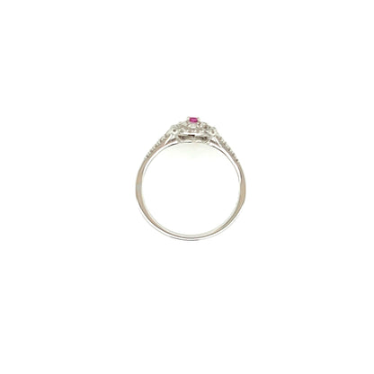 Square Shape Pink Sapphire Pave ring 0.05/0.32ct