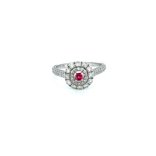 Flower Shape Ruby Pave ring 0.12/0.95ct