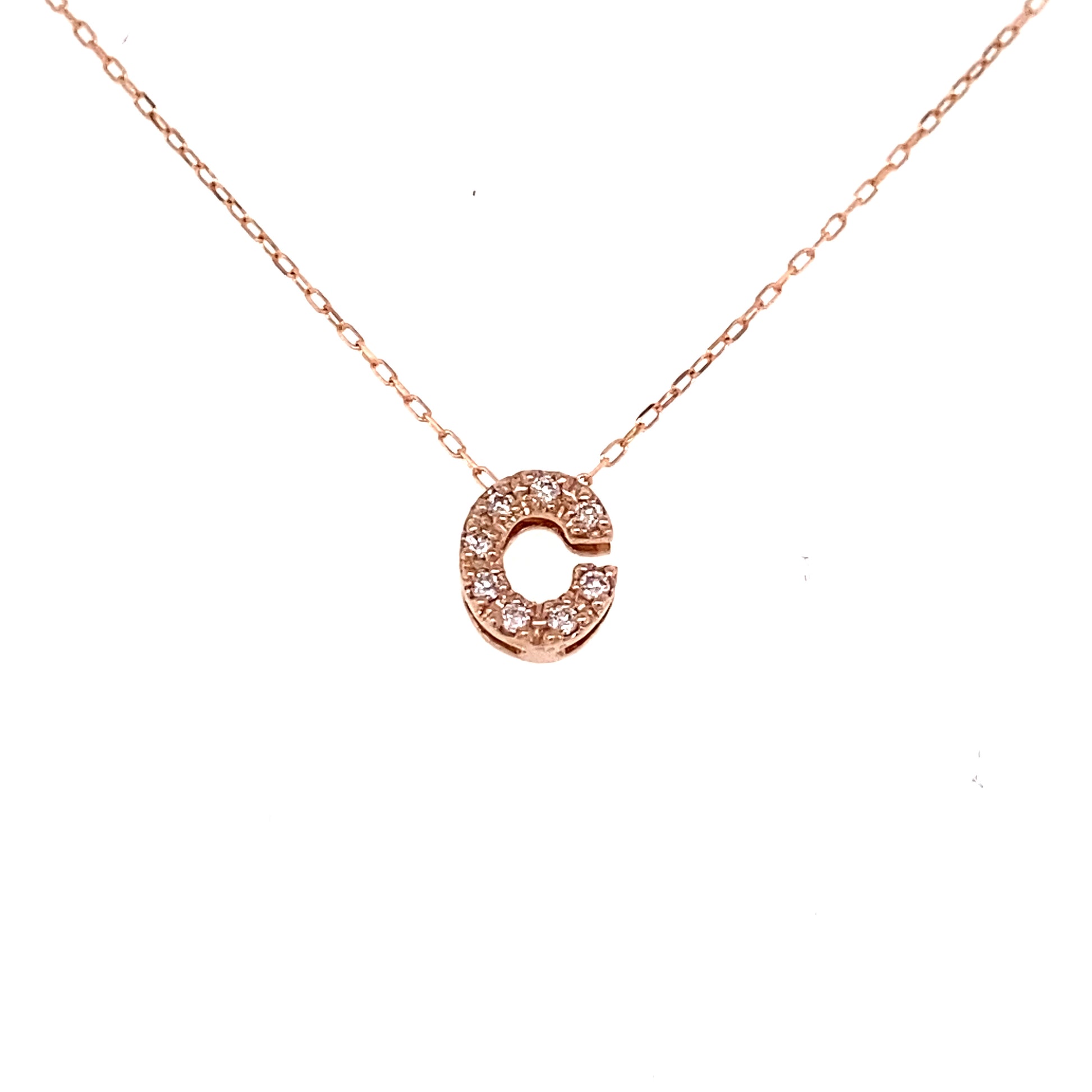 Initial C Pendant in K18 Pink gold