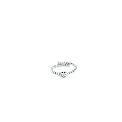 Single Diamond Flower Flexi Ring 0.08ct