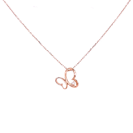 Single Dia Butterfly F Necklace 0.01ct