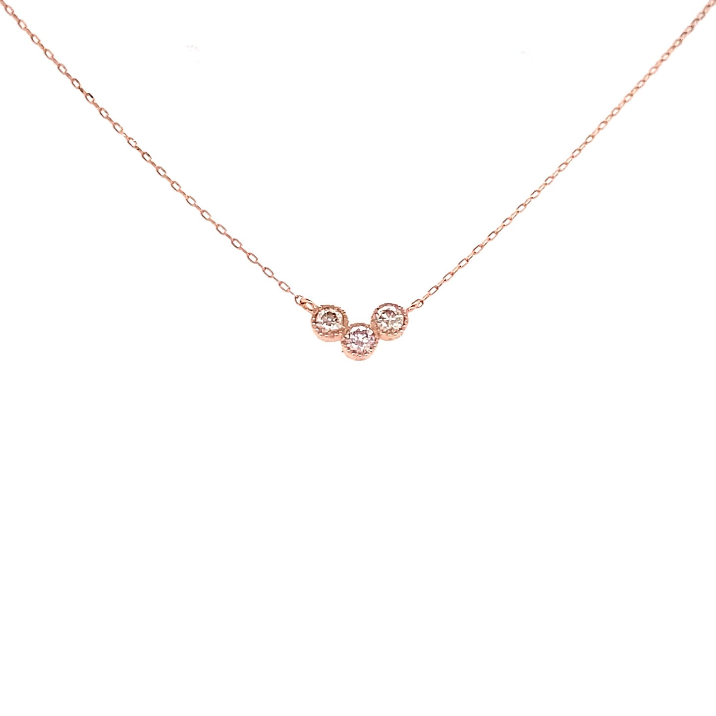 3 Bezel Diamond Necklace 0.1ct