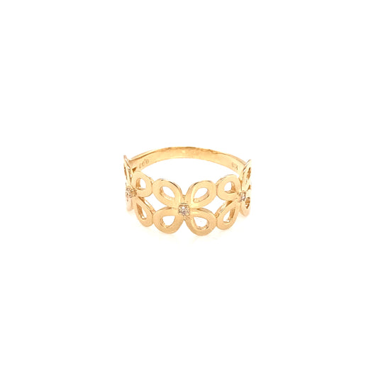 Hollow Flower ring 0.03ct