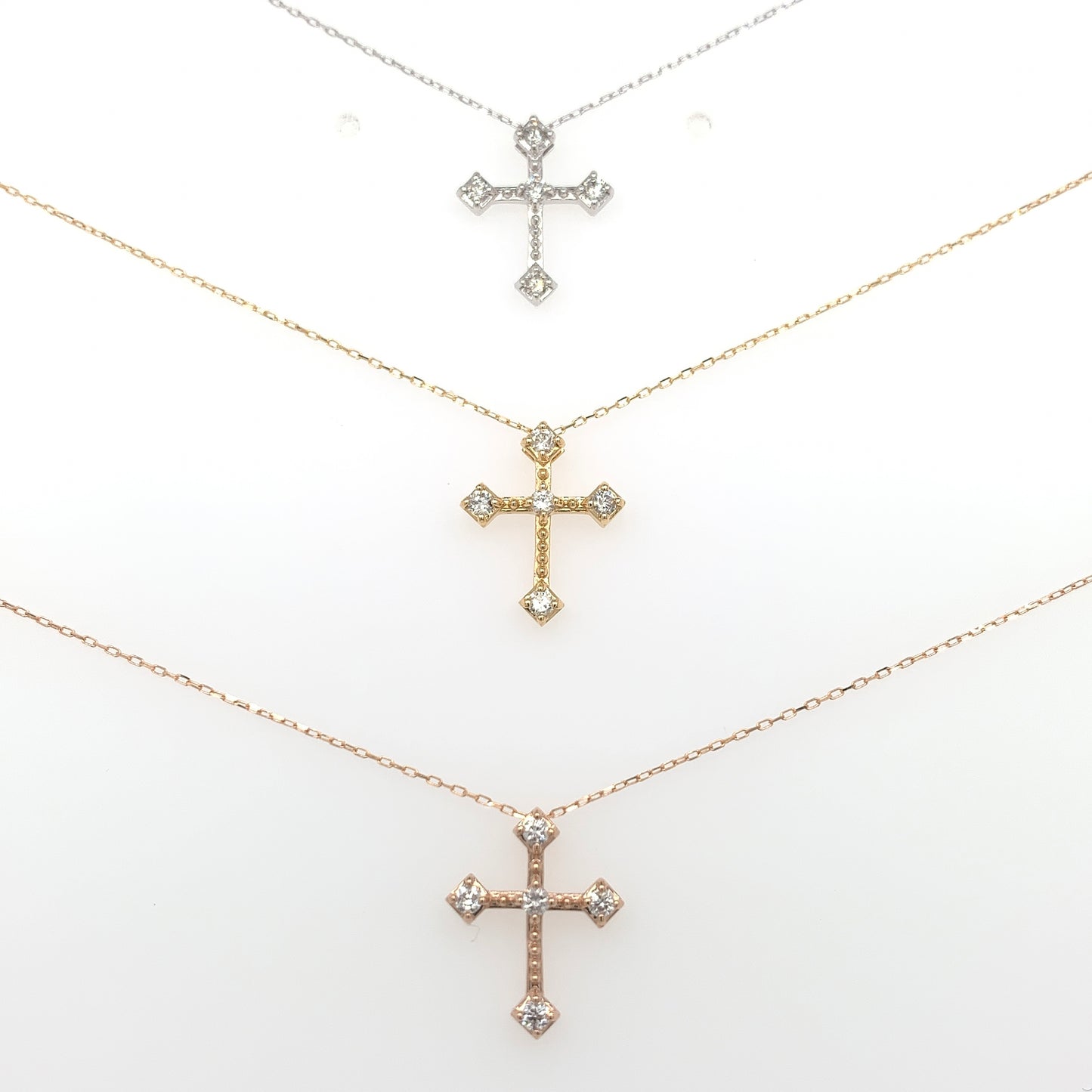 Four pointed Cross Necklace 0.1ct